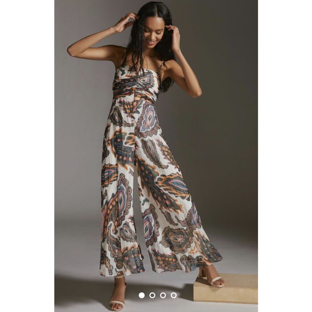 New Anthropologie Ranna Gill Pleated Halter Jumpsuit size Medium